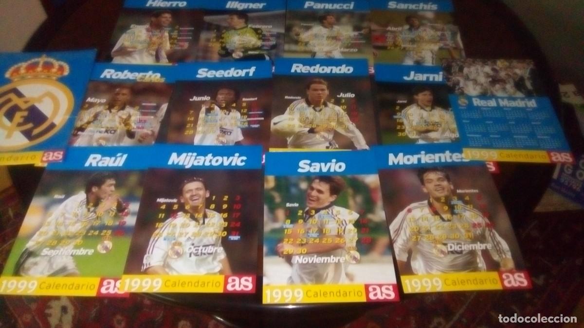 Sports collectibles: REAL MADRID-1999 CALENDARIO AS-12 L&Aacute;MINAS COMPLETO-VER FOTOS-13 L&Aacute;MINAS+CARPETA