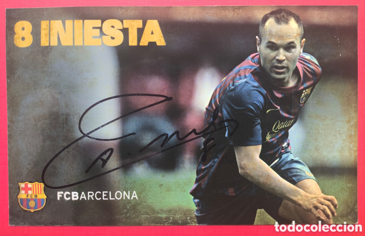 Coleccionismo deportivo: ANDR&Eacute;S INIESTA #6 SIGNED POSTCARD F. C. BARCELONA FOOTBALL BAR&Ccedil;A POSTAL FIRMADA 2010