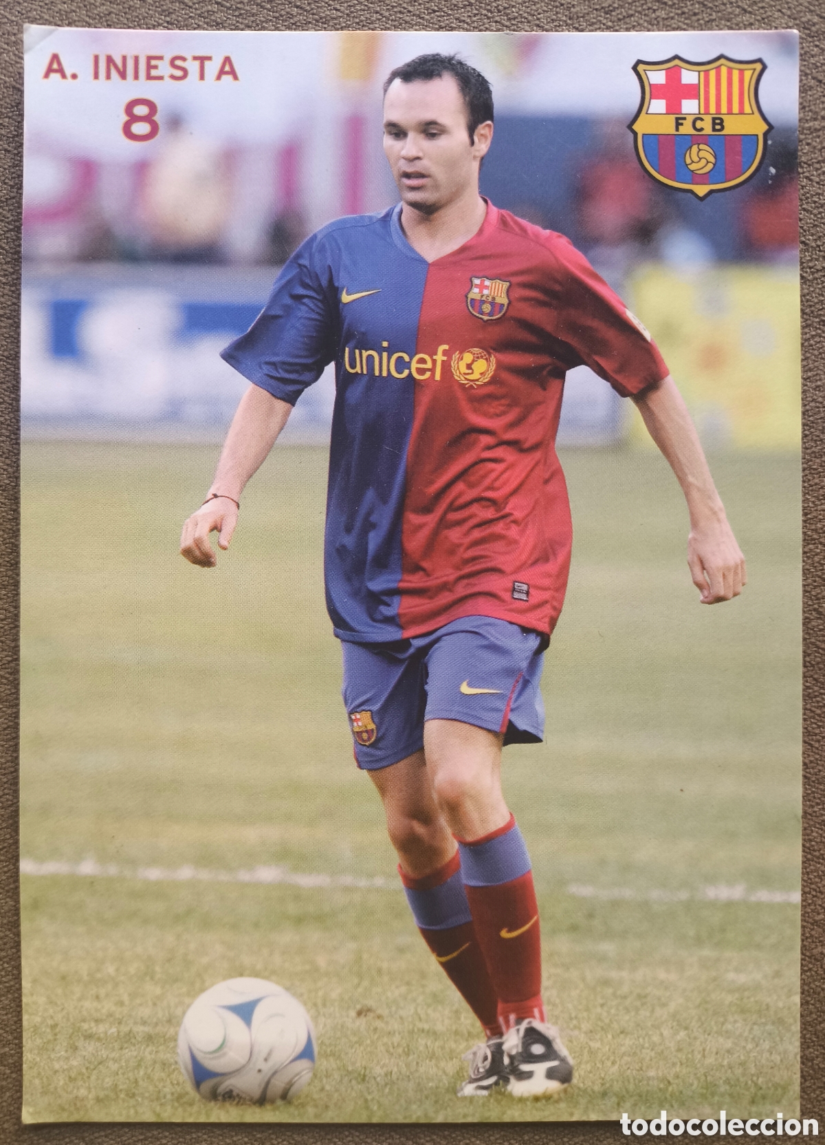 Collezionismo sportivo: ANDR&Eacute;S INIESTA #8 POSTCARD F. C. BARCELONA FOOTBALL BAR&Ccedil;A POSTAL 2009