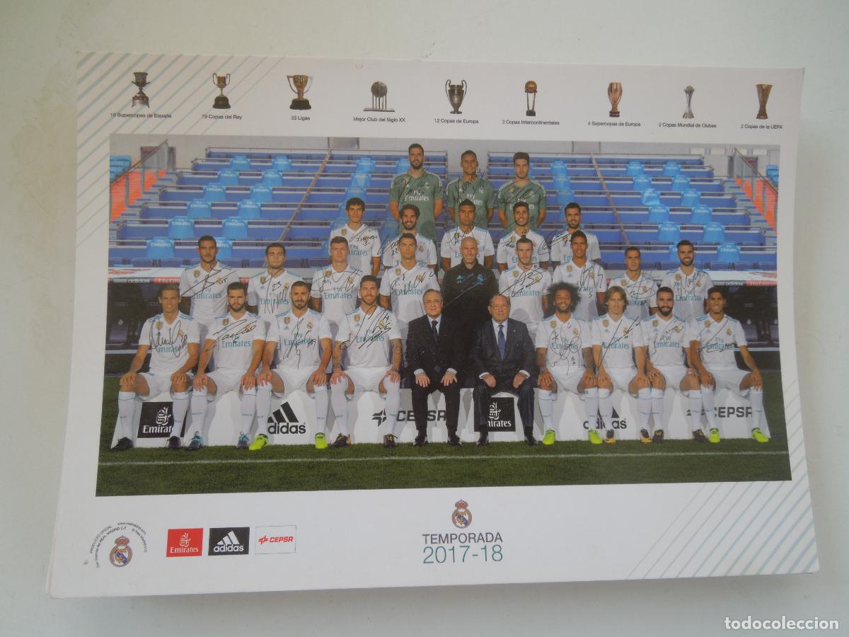 Coleccionismo deportivo: REAL MADRID - POSTAL TEMPORADA 2017-2018 - FIRMADA POR TODA LA PLANTILLA - PRODUCTO OFICIAL.