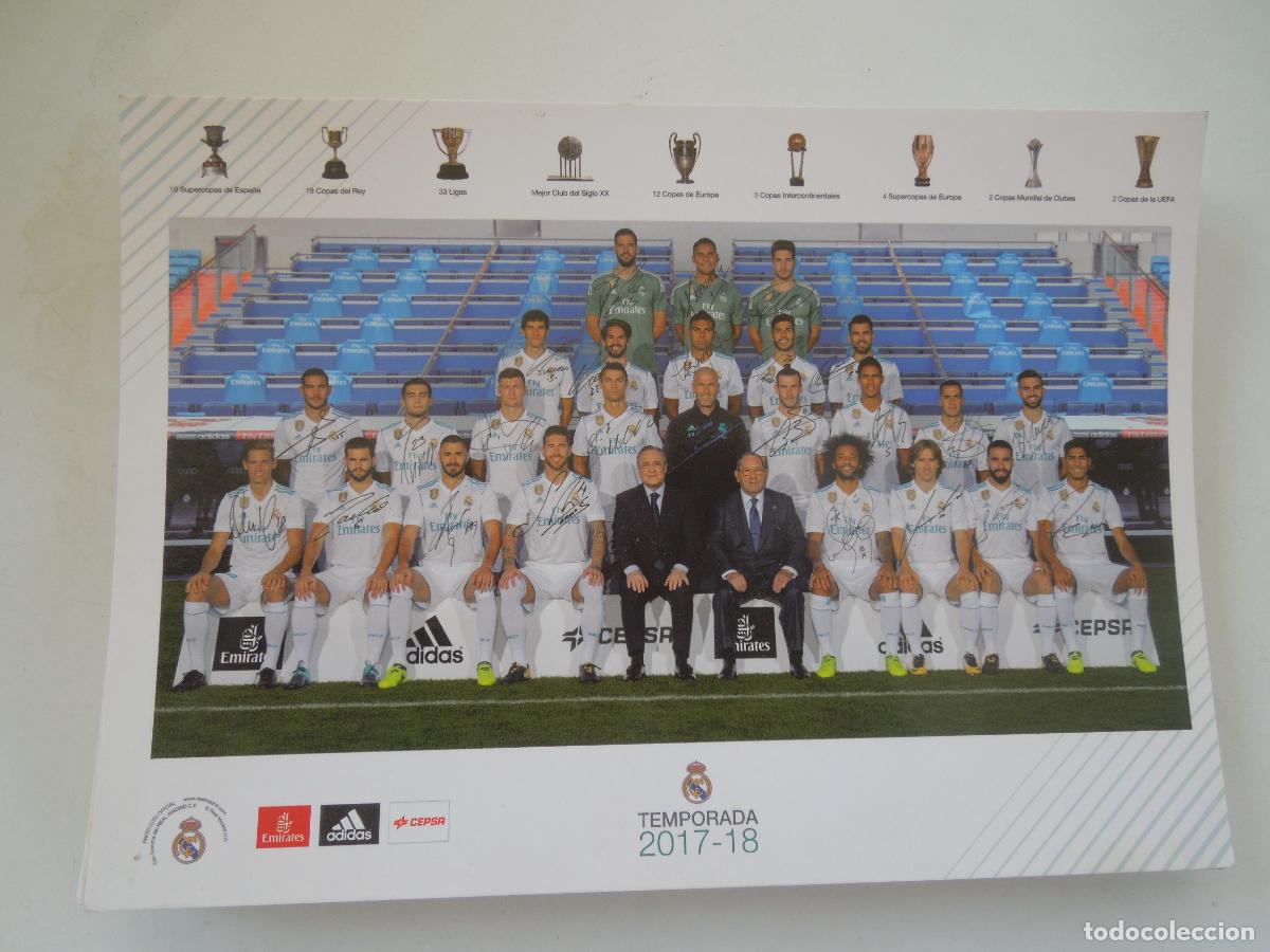Coleccionismo deportivo: REAL MADRID - POSTAL TEMPORADA 2017-2018 - FIRMADA POR TODA LA PLANTILLA - PRODUCTO OFICIAL.