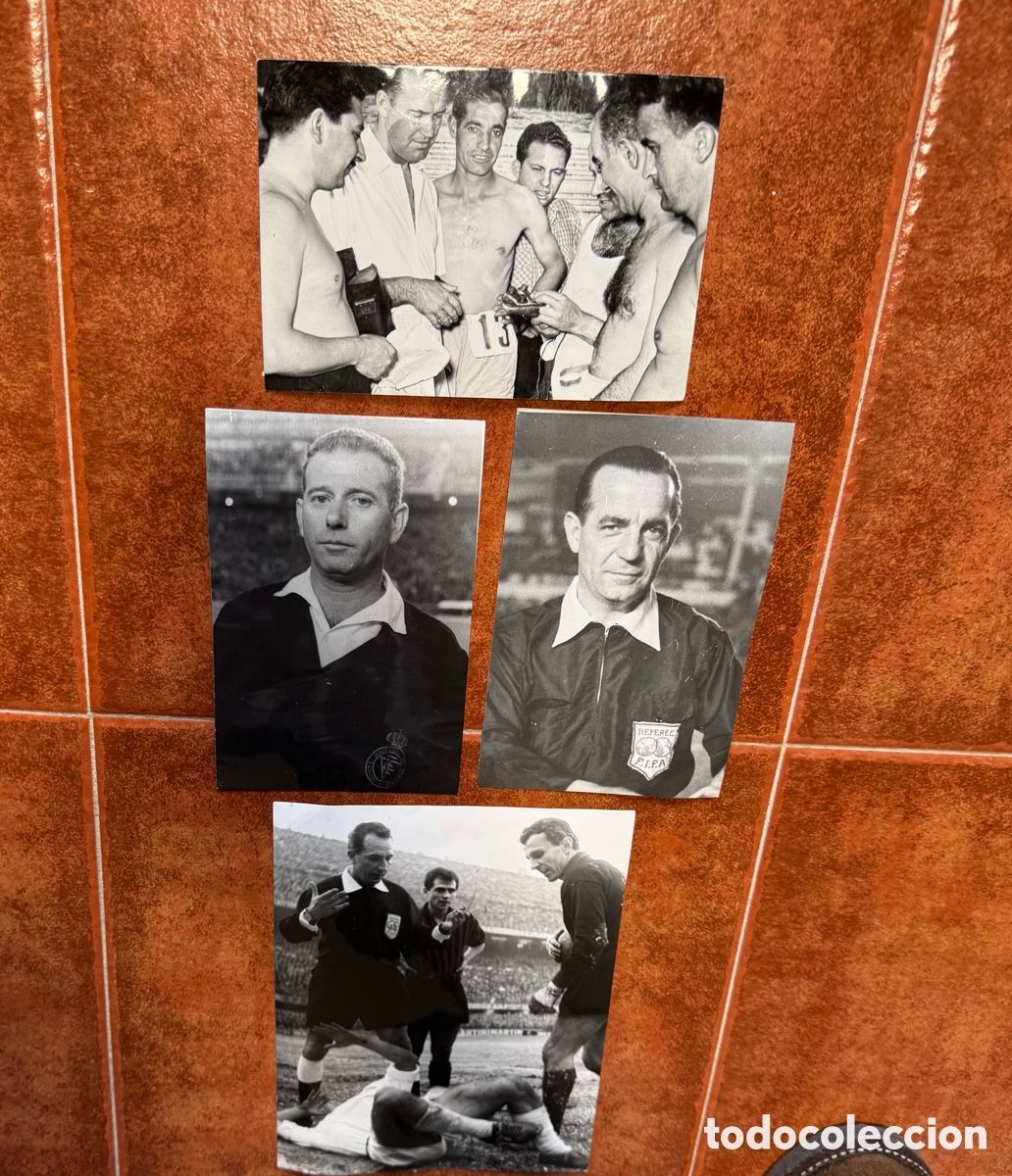 Coleccionismo deportivo: 4 FOTOGRAF&Iacute;AS ORIGINALES DE PRENSA DE &Aacute;RBITROS