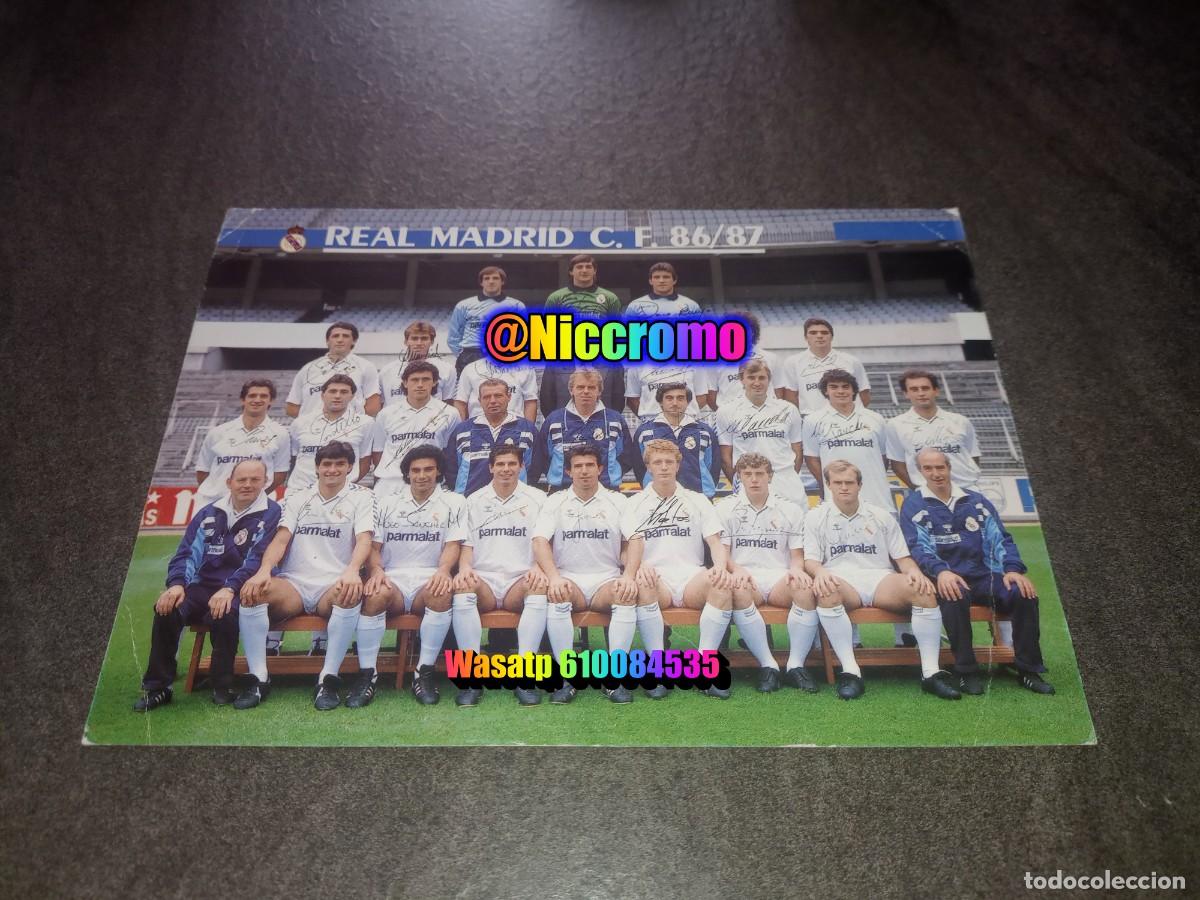 Coleccionismo deportivo: plantilla real madrid tarjeton postal 1986 1987 tama&ntilde;o 21x15 oficial futbol