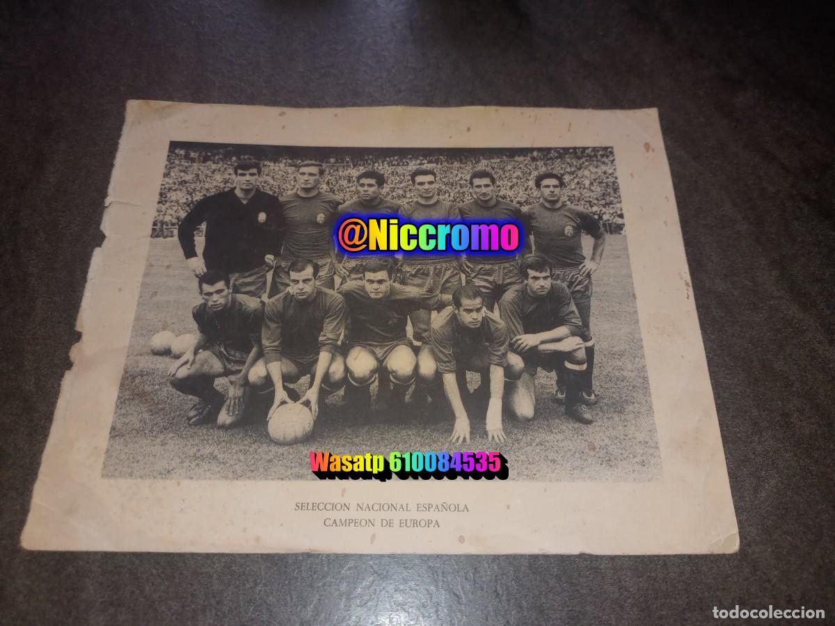 Coleccionismo deportivo: espa&ntilde;a campeon eurocopa 1964 tarjeton postal selecion espa&ntilde;ola original tama&ntilde;o 20x16 oficial futbol