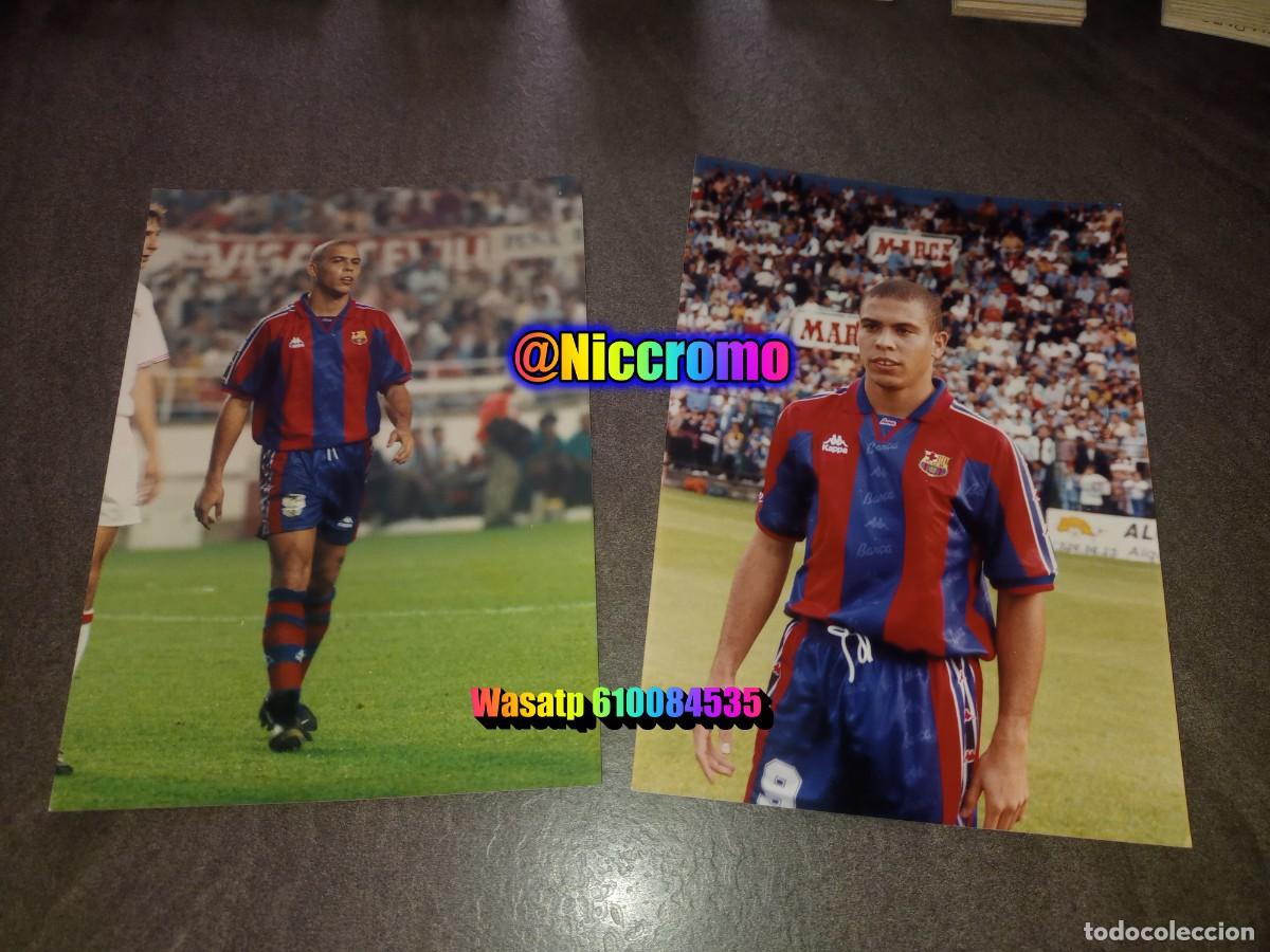 Coleccionismo deportivo: ronaldo nazario fc barcelona 2 fotos de epoca liga 1996 1997 tama&ntilde;o 21x15 papel kodak