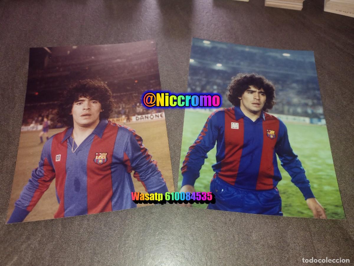 Coleccionismo deportivo: maradona fc barcelona 2 fotos de epoca liga 1982 1983 tama&ntilde;o 21x15 papel kodak