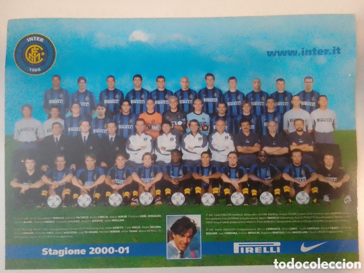 Coleccionismo deportivo: Postal Inter Temporada 2000-01.
