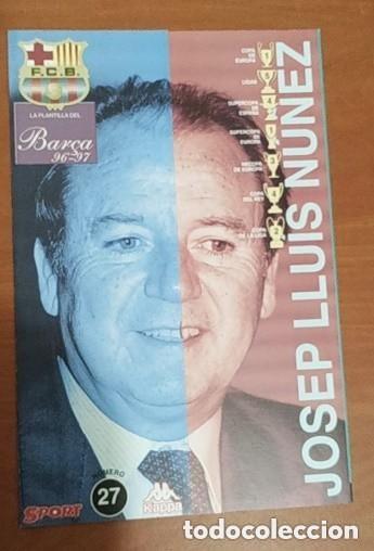 Coleccionismo deportivo: LAMINA FICHA JOSEP LLUIS NU&Ntilde;EZ BAR&Ccedil;A 96-97