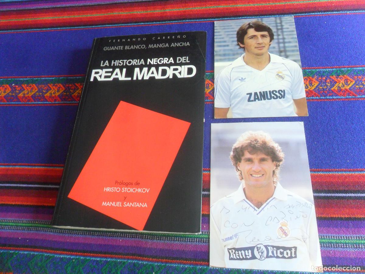 Coleccionismo deportivo: POSTAL CON AUT&Oacute;GRAFO RUGGERI 1989 Y SALGUERO 1983. REGALO LIBRO LA HISTORIA NEGRA DEL REAL MADRID.