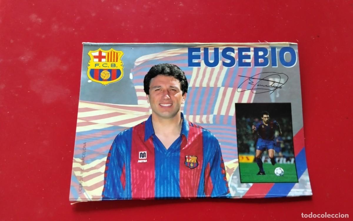 Coleccionismo deportivo: F.C. BARCELONA POSTAL DEL JUGADOR EUSEBIO CON FIRMA IMPRESA TEMPORADA 91/92
