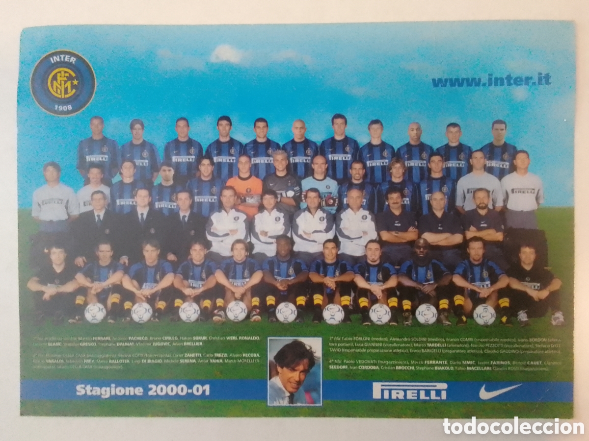 Coleccionismo deportivo: Postal Inter Temporada 2000-2001.