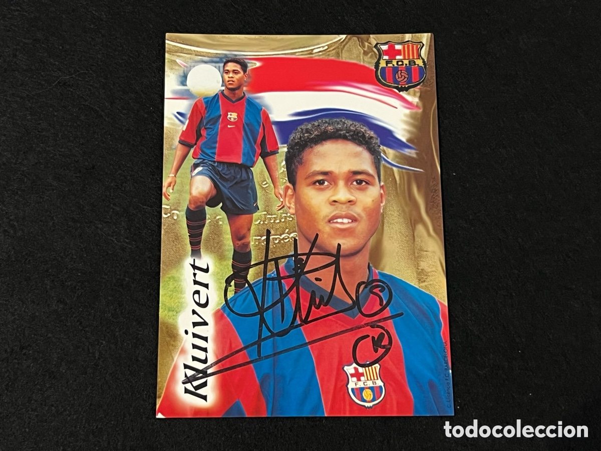Coleccionismo deportivo: POSTAL FIRMADA PATRICK KLUIVERT TEMPORADA 1998-1999 FIRMA ORIGINAL FUTBOL BAR&Ccedil;A