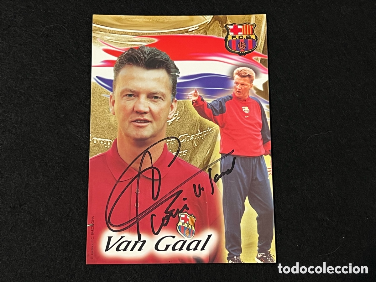 Coleccionismo deportivo: POSTAL FIRMADA LOUIS VAN GAAL FC BARCELONA TEMPORADA 1998-1999 FIRMA FUTBOL BAR&Ccedil;A.