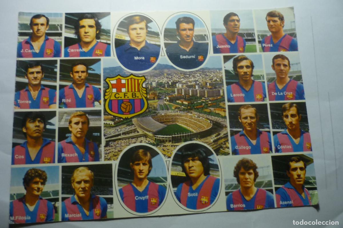Coleccionismo deportivo: postal tama&ntilde;o postal plantilla del fc barcelona cruyff etc