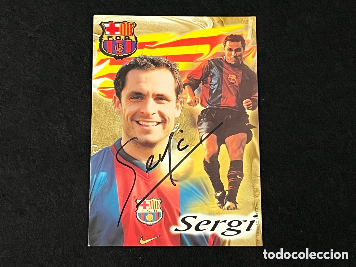Coleccionismo deportivo: POSTAL FIRMADA SERGI BARJUAN FC BARCELONA TEMPORADA 1998-1999 FIRMA ORIGINAL FUTBOL BAR&Ccedil;A
