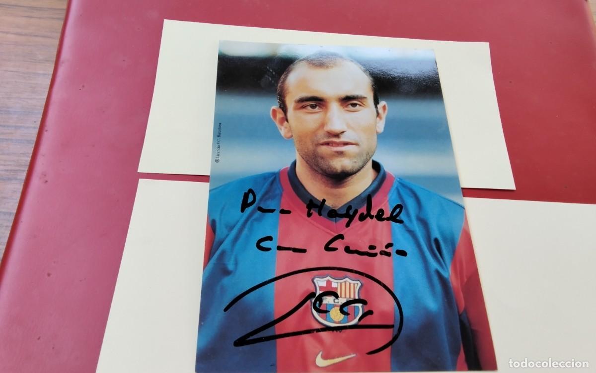 Coleccionismo deportivo: F.C. BARCELONA FOTO CON FIRMA AUTENTICA DEL JUGADOR ABELARDO, NO IMPRESA , MEDIDAS 17 X 11 CTM