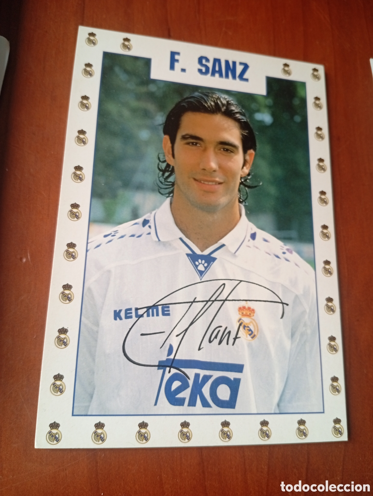 Coleccionismo deportivo: FOTO POSTAL FUTBOL REAL MADRID TEKA A&Ntilde;OS 90 KELME F. SANZ