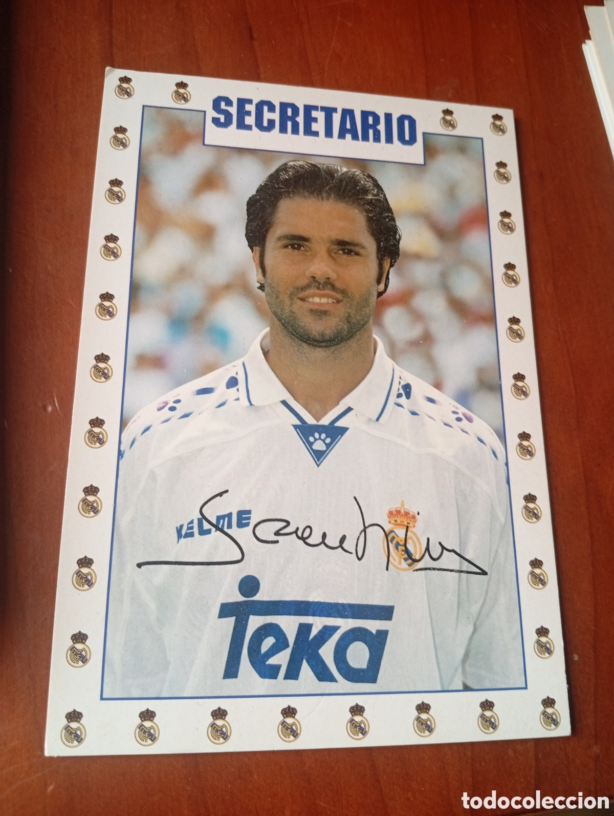 Coleccionismo deportivo: FOTO POSTAL FUTBOL REAL MADRID TEKA A&Ntilde;OS 90 KELME SECRETARIO