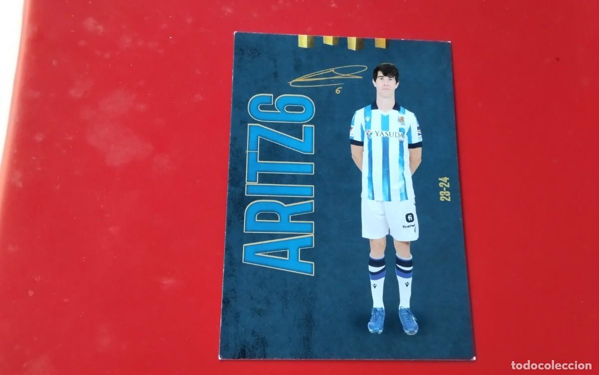 Coleccionismo deportivo: REAL SOCIEDAD , TARJETA FICHA DEL JUGADOR ARITZ N&ordm; 6 , CON FIRMA IMPRESA MEDIDAS 14X10