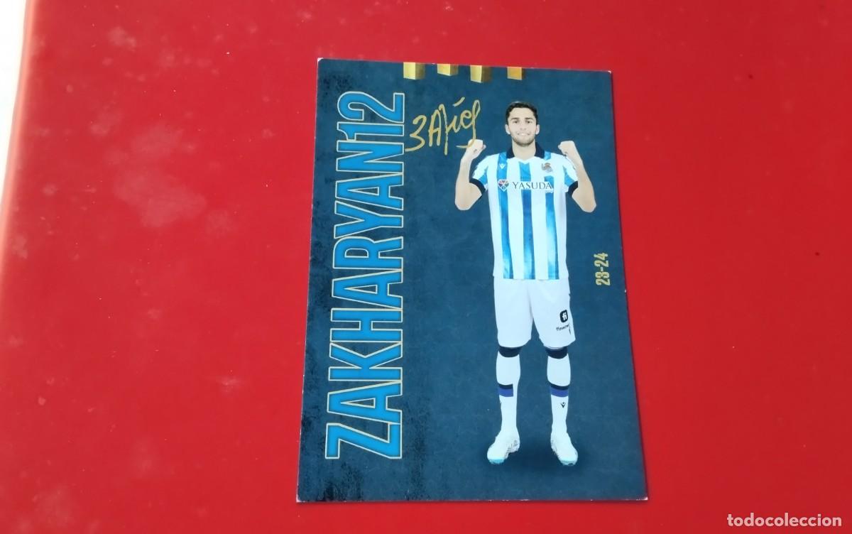Coleccionismo deportivo: REAL SOCIEDAD , TARJETA FICHA DEL JUGADOR ZAKHARYAN N&ordm; 12 , CON FIRMA IMPRESA MEDIDAS 14X10