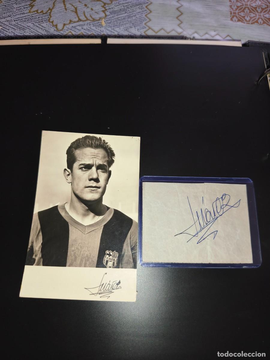 Coleccionismo deportivo: Fotograf&iacute;a Luis Su&aacute;rez primer bal&oacute;n de oro espa&ntilde;ol. Autografo