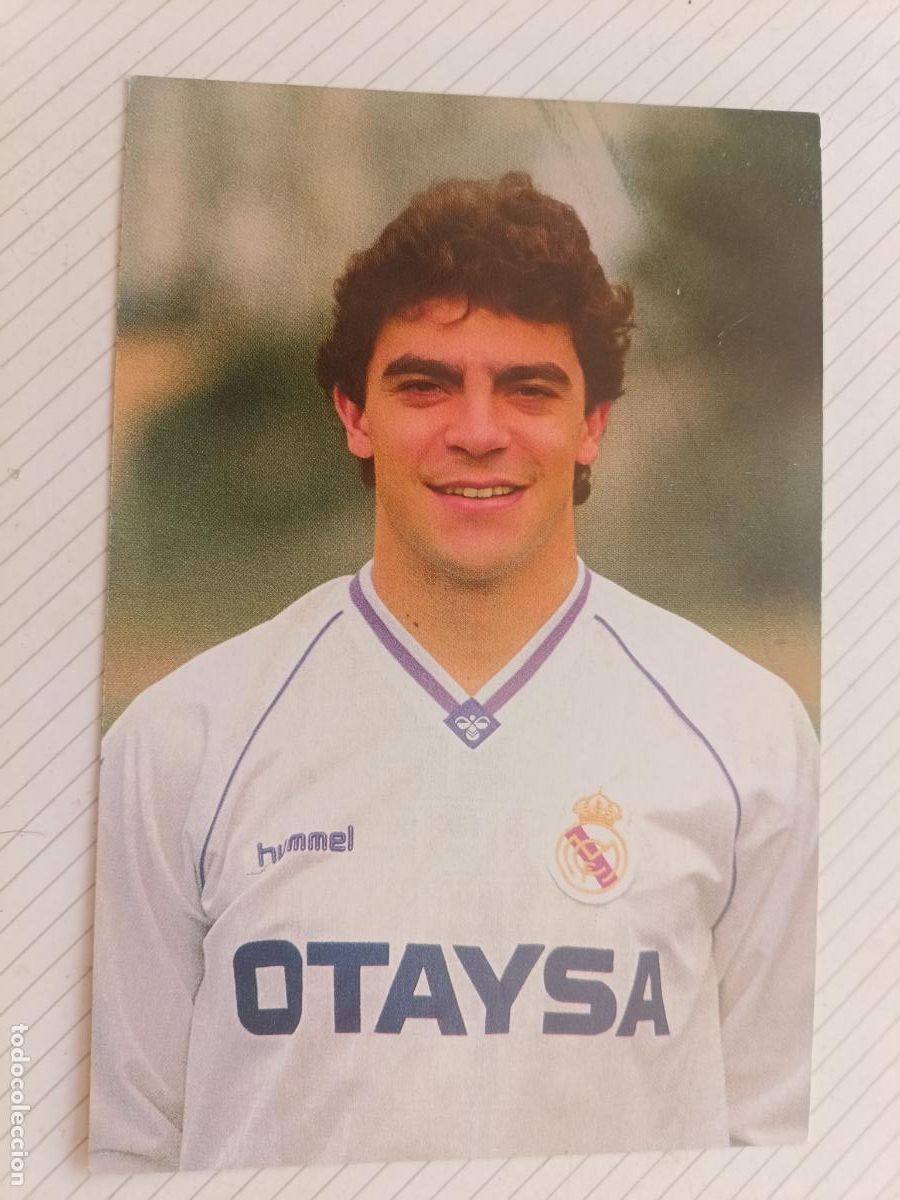 Coleccionismo deportivo: Postal del Real Madrid 1990/91 Sanch&iacute;s