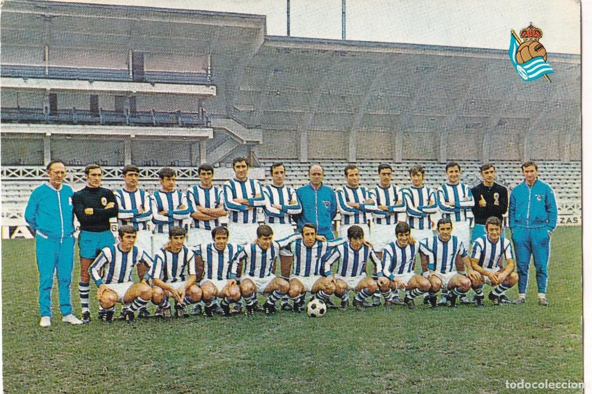 Coleccionismo deportivo: POSTAL - REAL SOCIEDAD - TEMPORADA 1969-70 - BERGAS - SIN CIRCULAR - 10,4 X 15,2 CM.