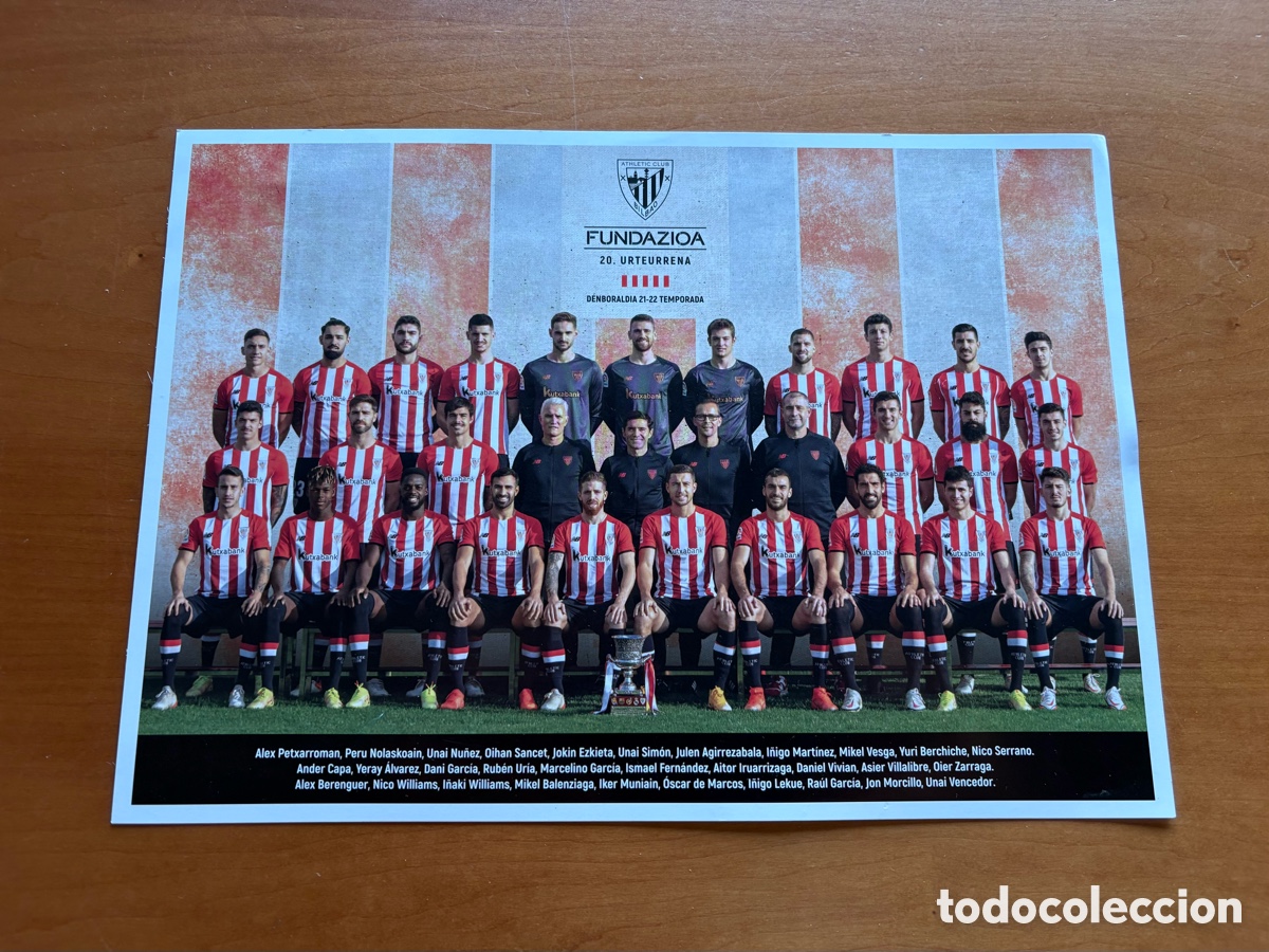 Coleccionismo deportivo: Postal Plantilla Athletic Club Bilbao 21-22 Tama&ntilde;o A4