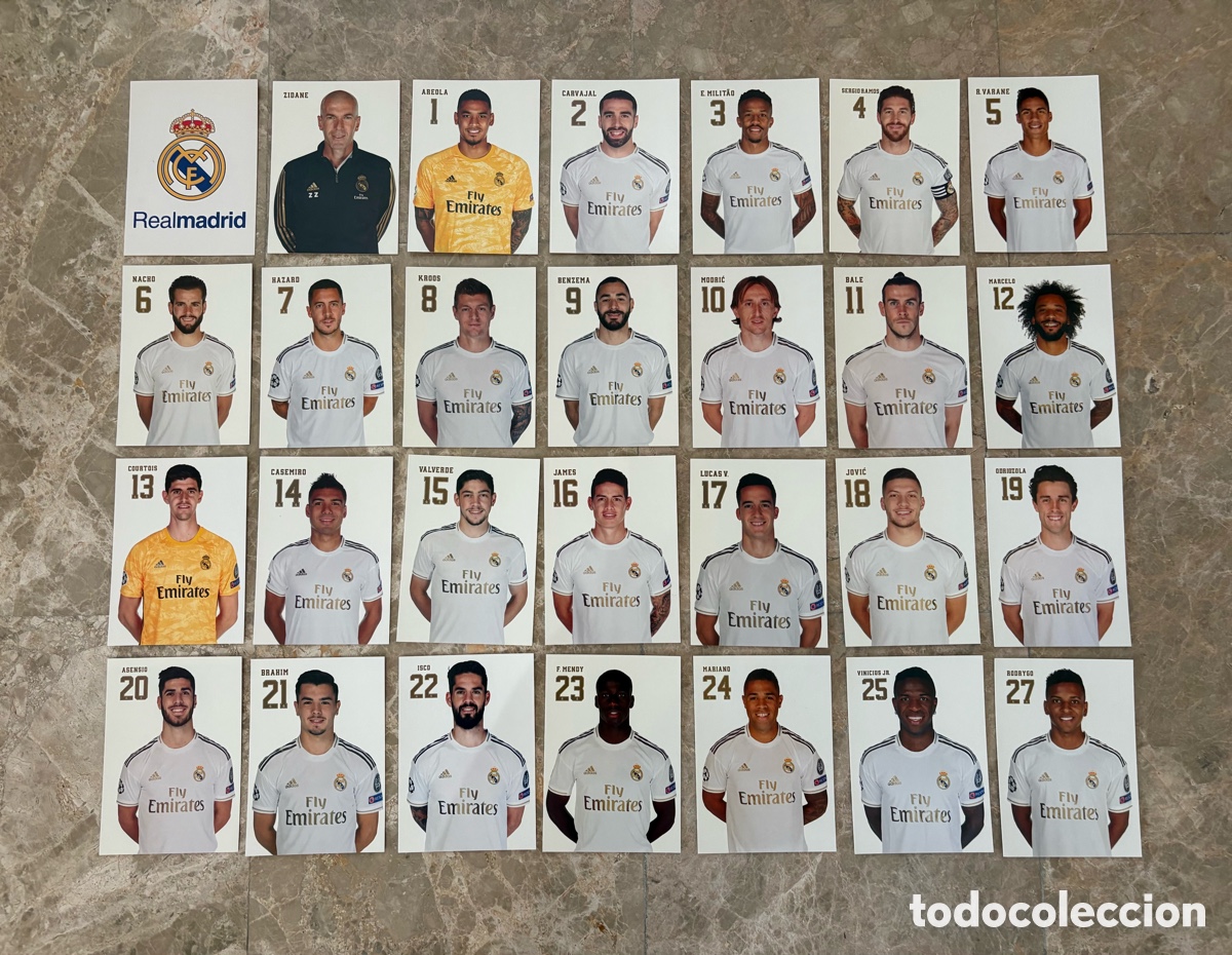 Coleccionismo deportivo: Colecci&oacute;n Completa 28 Postales Oficiales Plantilla Real Madrid 19-20