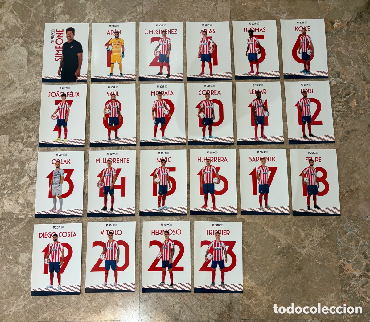 Coleccionismo deportivo: Colecci&oacute;n Completa 22 Postales Oficiales Plantilla Atl&eacute;tico Madrid 19-20