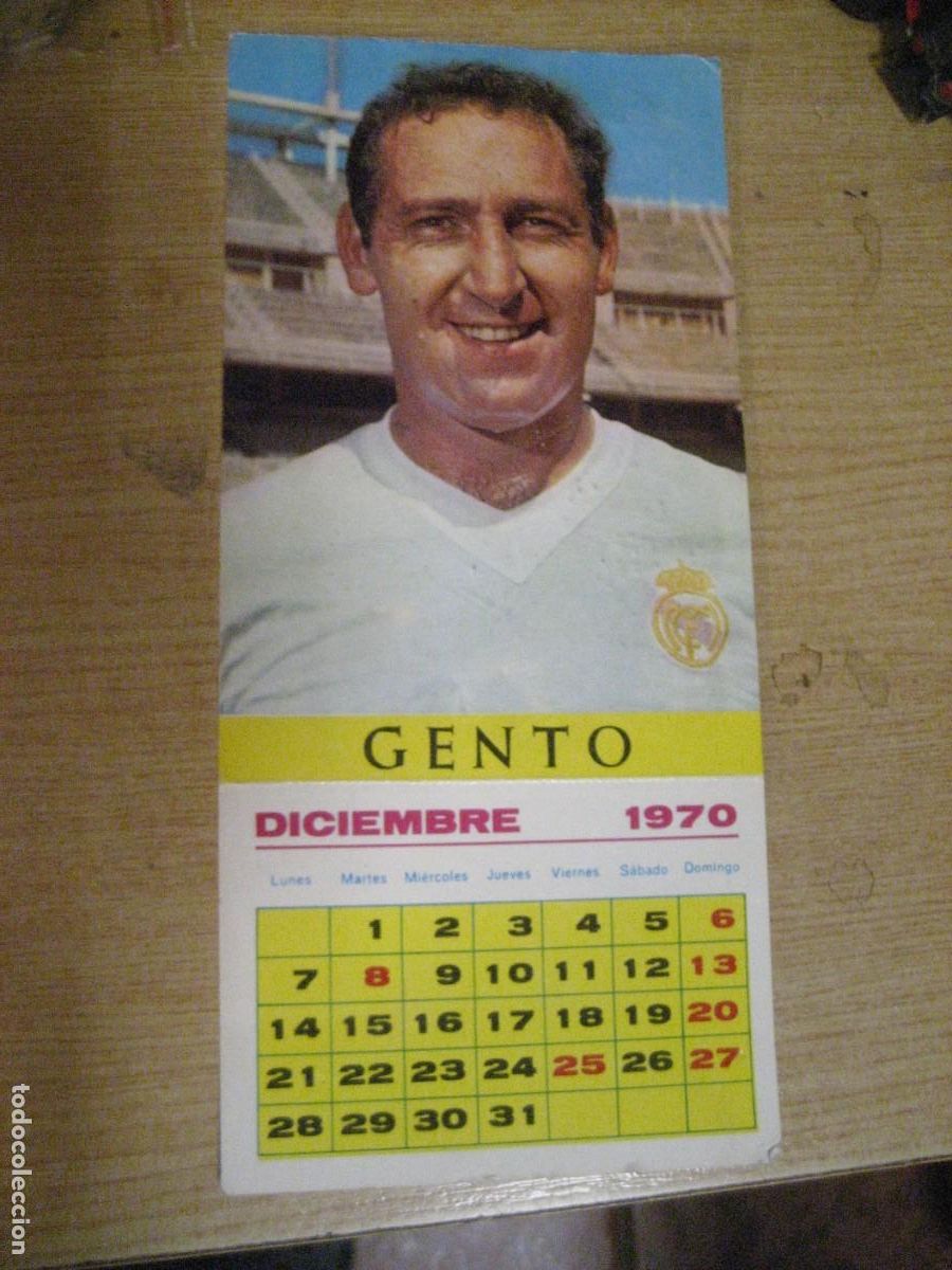 Coleccionismo deportivo: postal , calendario jugador del real Madrid futbol Gento 1970