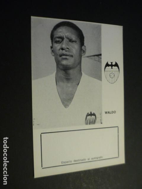 Collectionnisme sportif: WALDO JUGADOR VALENCIA CLUB DE FUTBOL TARJETA CON BIOGRAFIA PARA AUTOGRAFO