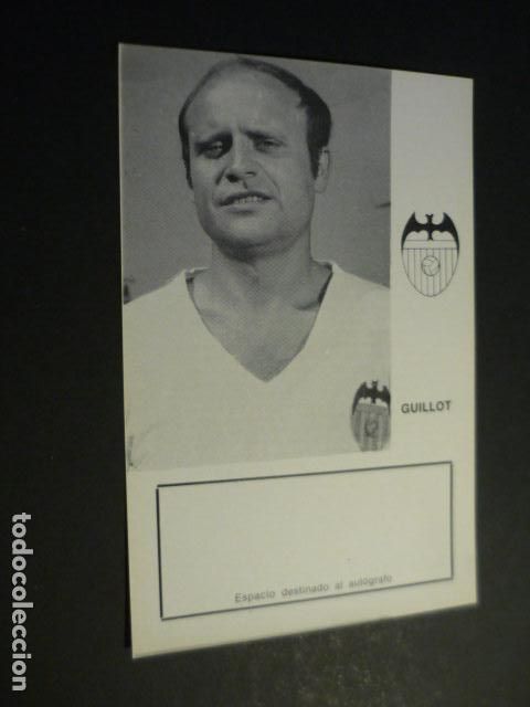 Collectionnisme sportif: GUILLOT JUGADOR VALENCIA CLUB DE FUTBOL TARJETA CON BIOGRAFIA PARA AUTOGRAFO
