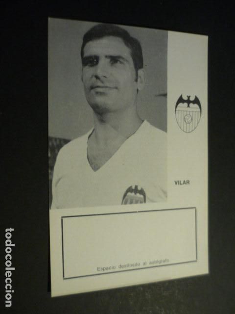 Coleccionismo deportivo: VILAR JUGADOR VALENCIA CLUB DE FUTBOL TARJETA CON BIOGRAFIA PARA AUTOGRAFO
