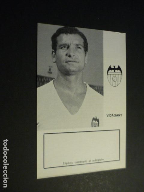 Coleccionismo deportivo: VIDAGA&Ntilde;Y JUGADOR VALENCIA CLUB DE FUTBOL TARJETA CON BIOGRAFIA PARA AUTOGRAFO