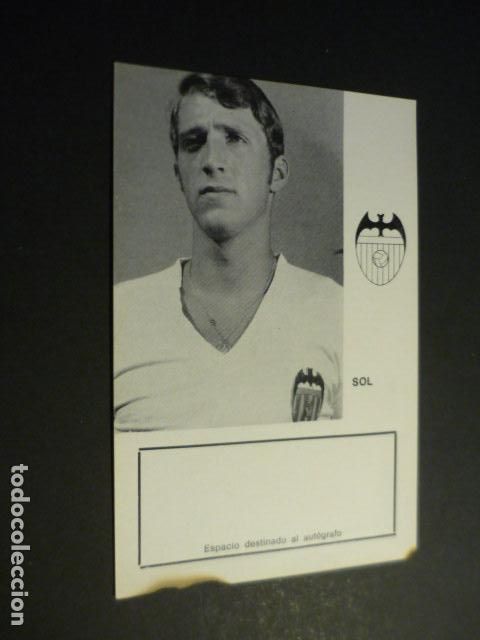 Coleccionismo deportivo: SOL JUGADOR VALENCIA CLUB DE FUTBOL TARJETA CON BIOGRAFIA PARA AUTOGRAFO