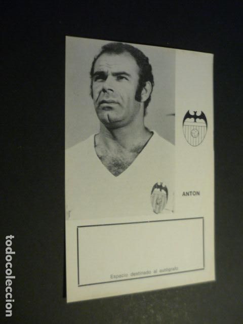 Coleccionismo deportivo: ANTON JUGADOR VALENCIA CLUB DE FUTBOL TARJETA CON BIOGRAFIA PARA AUTOGRAFO