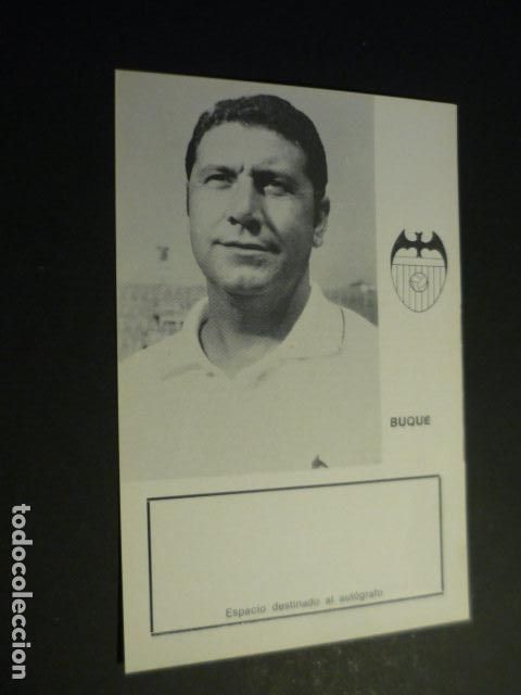 Coleccionismo deportivo: BUQUE ENTRENADOR VALENCIA CLUB DE FUTBOL TARJETA CON BIOGRAFIA PARA AUTOGRAFO