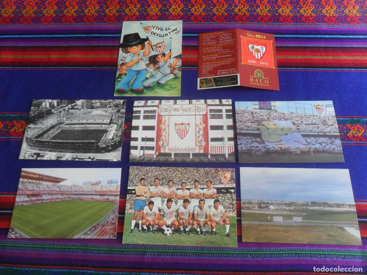Coleccionismo deportivo: POSTAL SEVILLA FC ALINEACI&Oacute;N A&Ntilde;OS 60 CON AUT&Oacute;GRAFOS, S&Aacute;NCHEZ PIZJU&Aacute;N, GRADA BIRI, CIUDAD DEPORTIVA