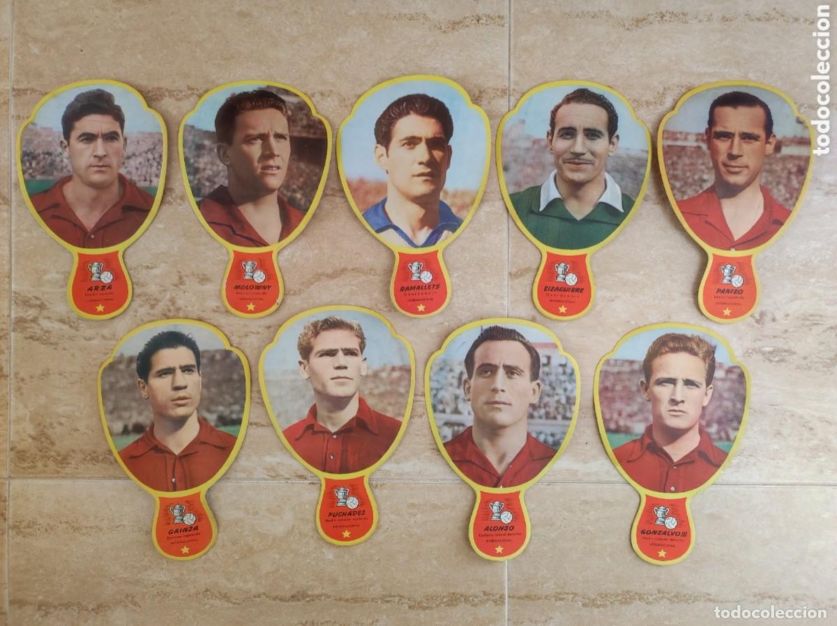 Coleccionismo deportivo: Lote de 9 antiguos Pay pay futbol a&ntilde;os 50. Originales seleccion espa&ntilde;ola Ramallets, Puchades, jativa