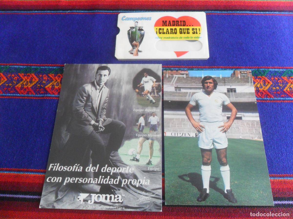 Coleccionismo deportivo: REAL MADRID FOTO POSTAL VALDANO CAPPA ALFONSO JOMA Y UR&Iacute;A 1975 BERGAS. REGALO PORTACARNETS.