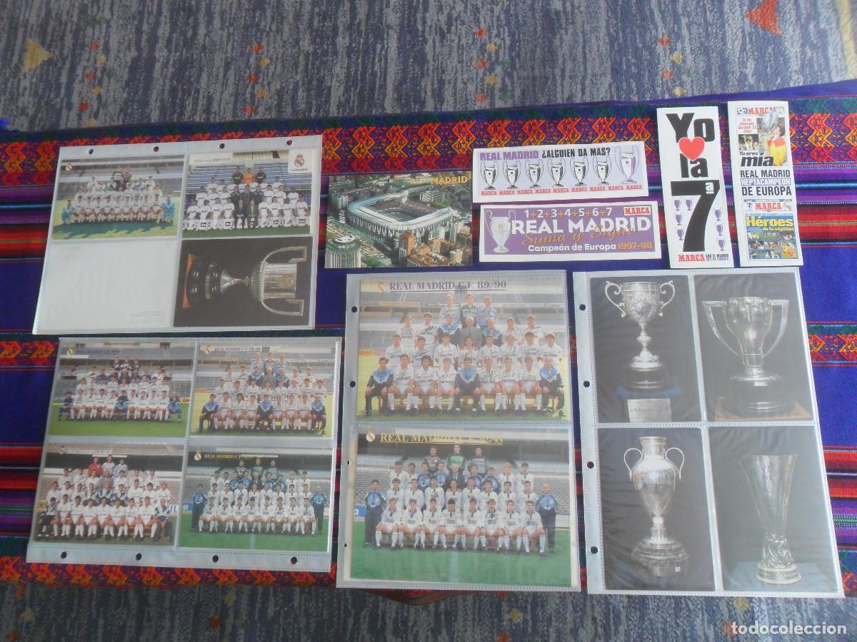 Coleccionismo deportivo: 21 POSTAL REAL MADRID PLANTILLA 88 89, 89 90, 90 91, 91 92, 92 93, 93 94, 09 10, BERNAB&Eacute;U 9 TROFEOS