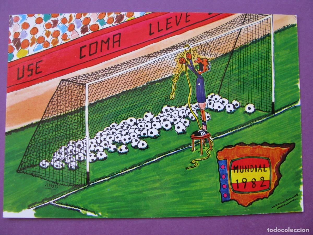 Coleccionismo deportivo: POSTAL DE MUNDIAL 82. COMIC. F&Uacute;TBOL 1982 ESPA&Ntilde;A. EDISUR. N&ordm; 1. ILUSTR. JL PRATS.