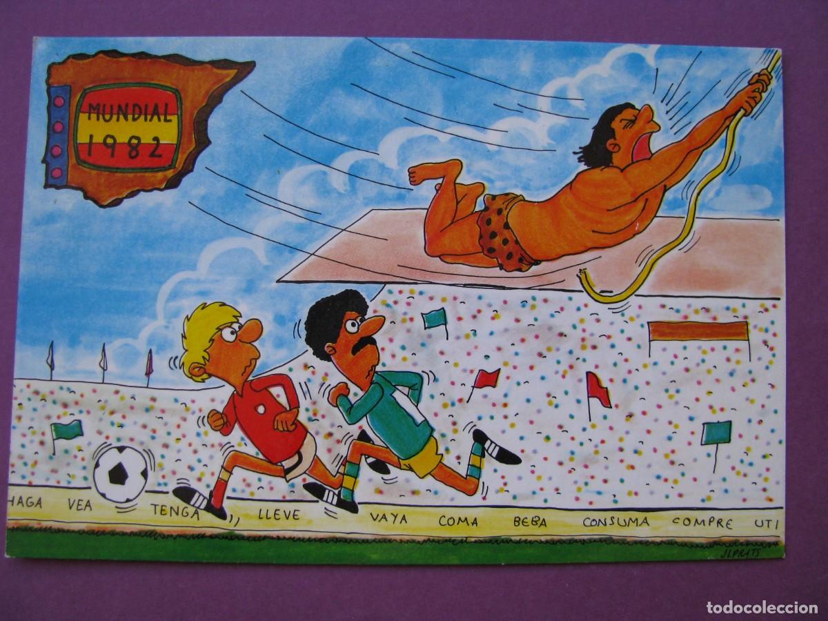 Coleccionismo deportivo: POSTAL DE MUNDIAL 82. COMIC. F&Uacute;TBOL 1982 ESPA&Ntilde;A. EDISUR. N&ordm; 10. ILUSTR. JL PRATS.