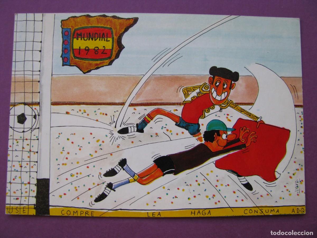 Coleccionismo deportivo: POSTAL DE MUNDIAL 82. COMIC. F&Uacute;TBOL 1982 ESPA&Ntilde;A. EDISUR. N&ordm; 2. ILUSTR. JL PRATS.