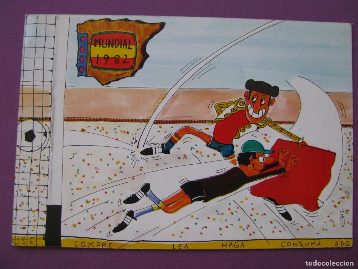 Coleccionismo deportivo: POSTAL DE MUNDIAL 82. COMIC. F&Uacute;TBOL 1982 ESPA&Ntilde;A. EDISUR. N&ordm; 2. ILUSTR. JL PRATS.
