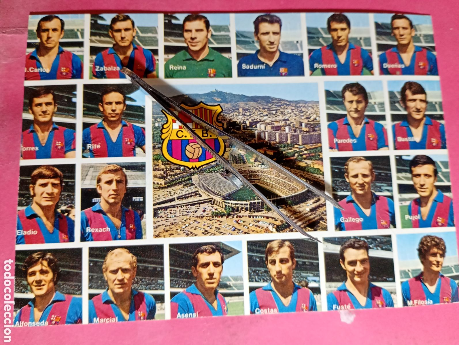 Coleccionismo deportivo: 1965 y 1971 ca. postal plantilla del club de futbol barcelona 20 fotos y 20 nombres