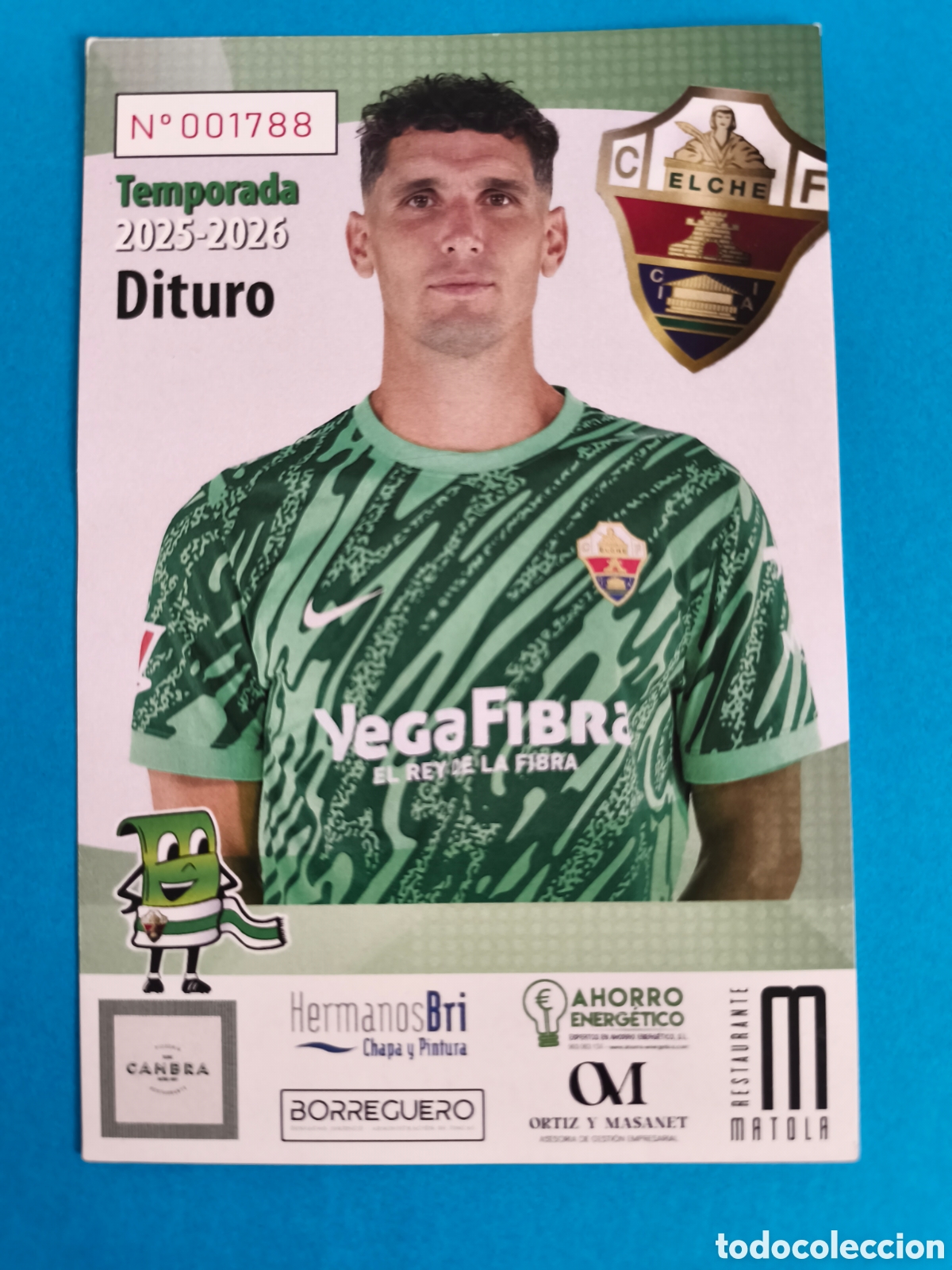 Coleccionismo deportivo: Matias Ezequiel DITURO Zamora - ELCHE C.F. Temporada 2025-26 Postal Publicitaria 10x15