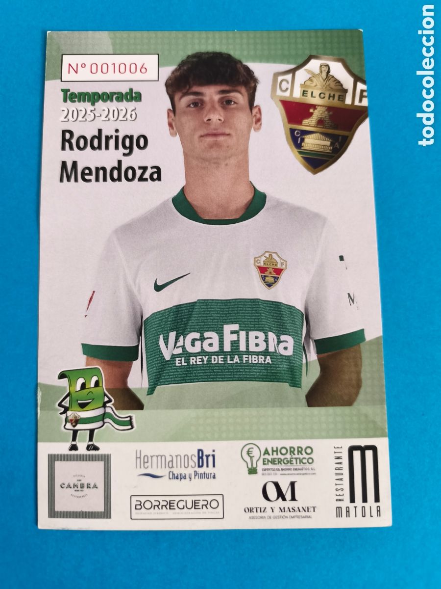 Coleccionismo deportivo: RODRIGO MENDOZA Mart&iacute;nez Moy&aacute; - - ELCHE C.F. Temporada 2025-26 Postal Publicitaria 10x15