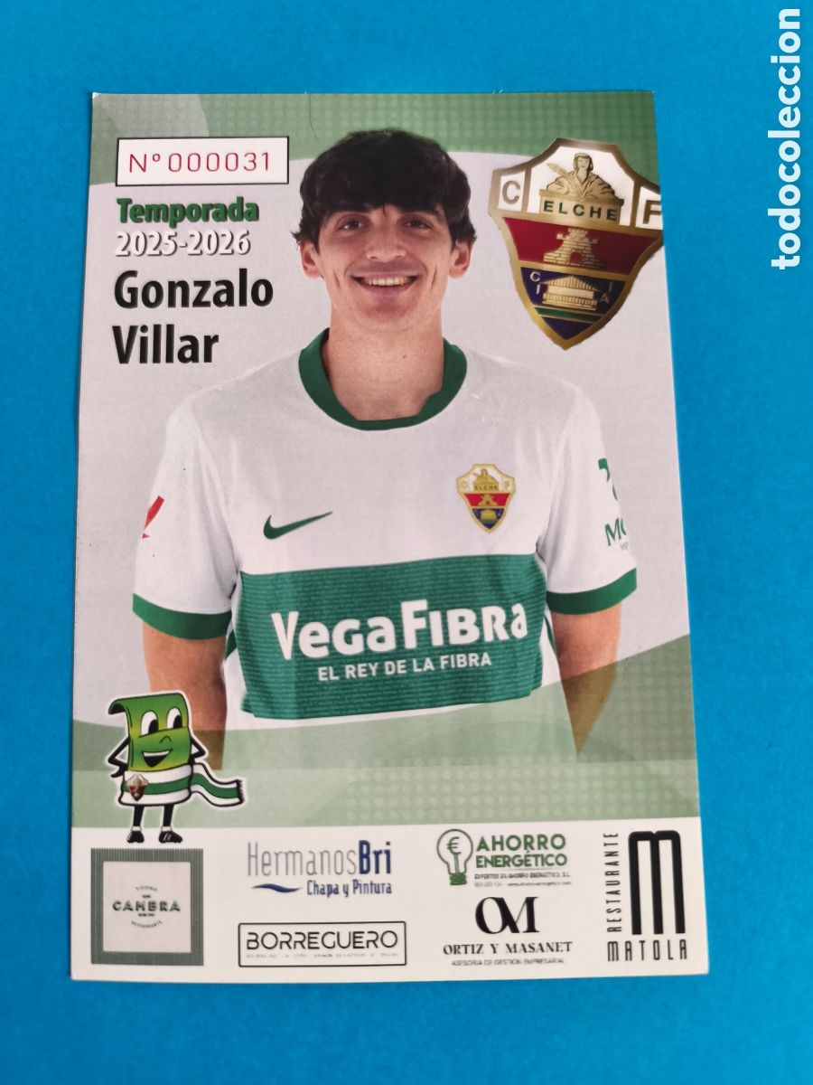Coleccionismo deportivo: GONZALO VILLAR del Fraile (Murcia) - ELCHE C.F. Temporada 2025-26 Postal Publicitaria 10x15